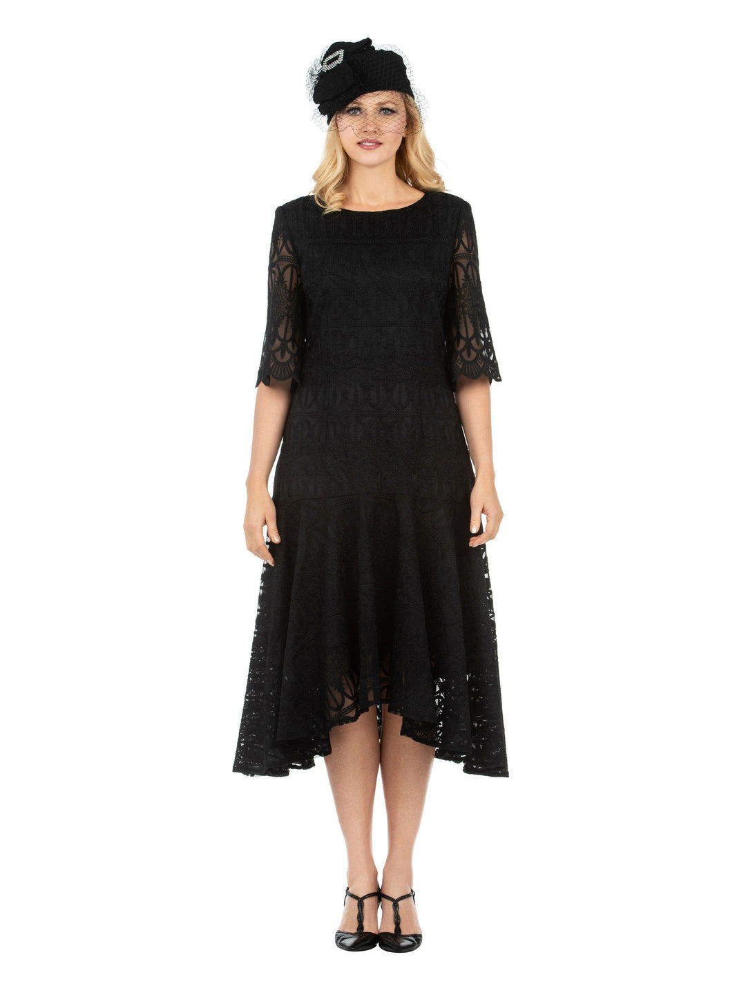1pc Lux Lace Hi-Lo Flare Dress