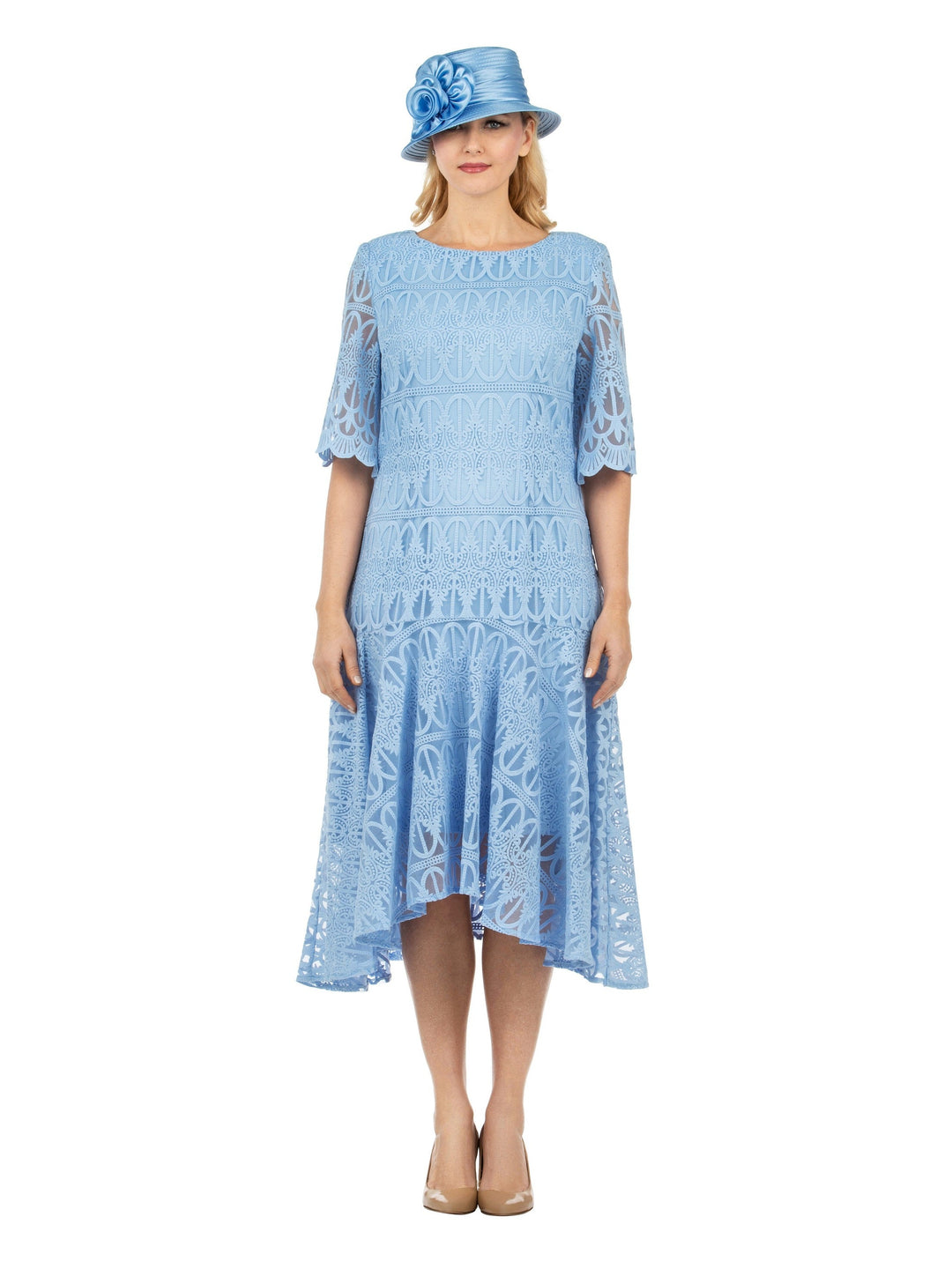 1pc Lux Lace Hi-Lo Flare Dress