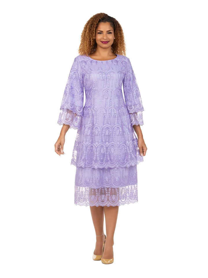 Elegant A-Line Tiered Lace Dress-Plus