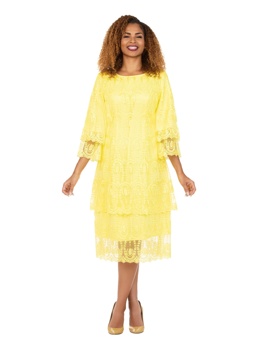 Elegant A-Line Tiered Lace Dress