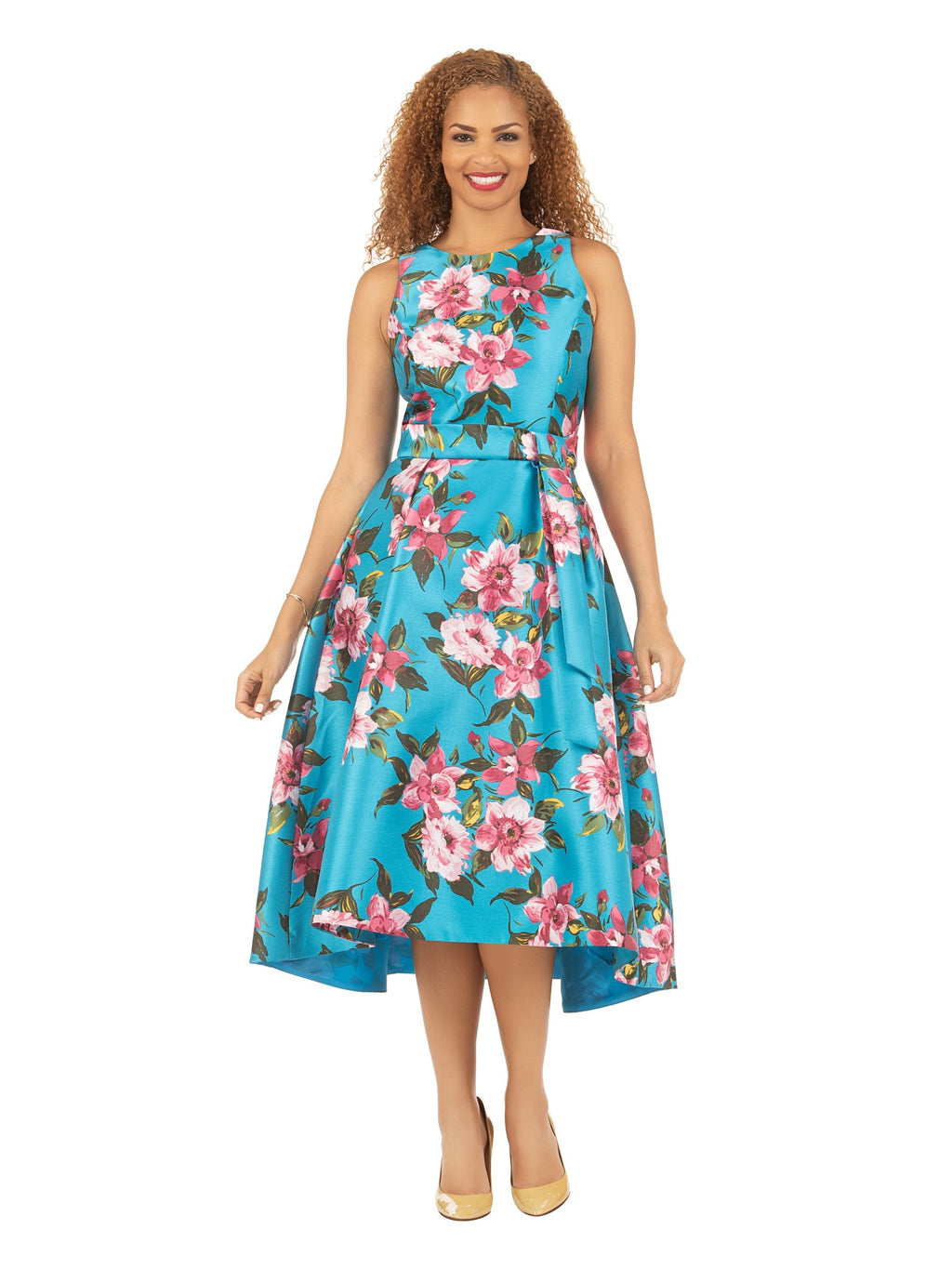 Sleeveless Full Flare Hi-Lo Drs w/ Belt - Plus