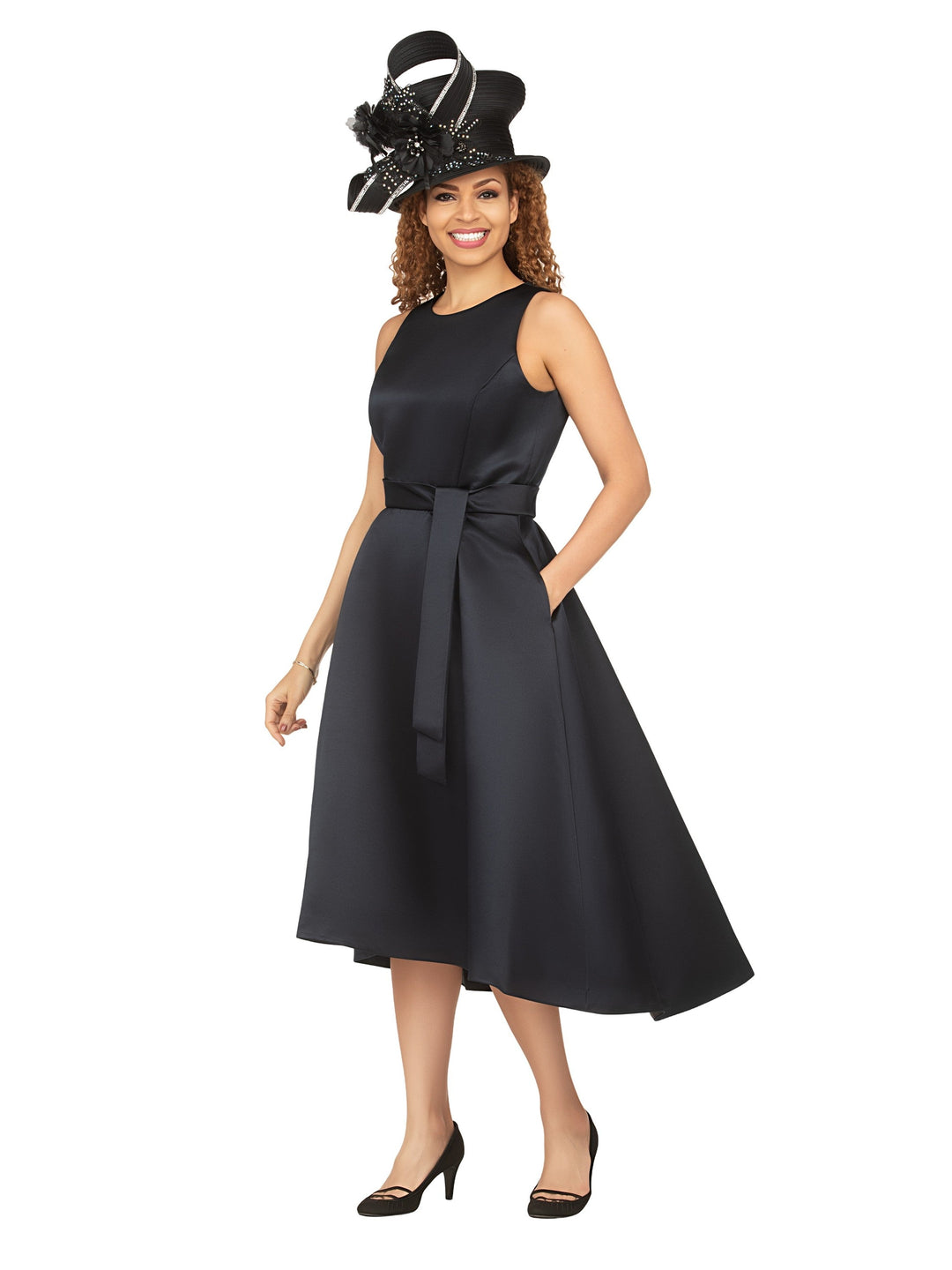 Sleeveless Full Flare Hi-Lo Drs w/ Styling Belt