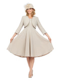 2pc Multi-Paneled Flare Dress w/ Jkt-Plus size