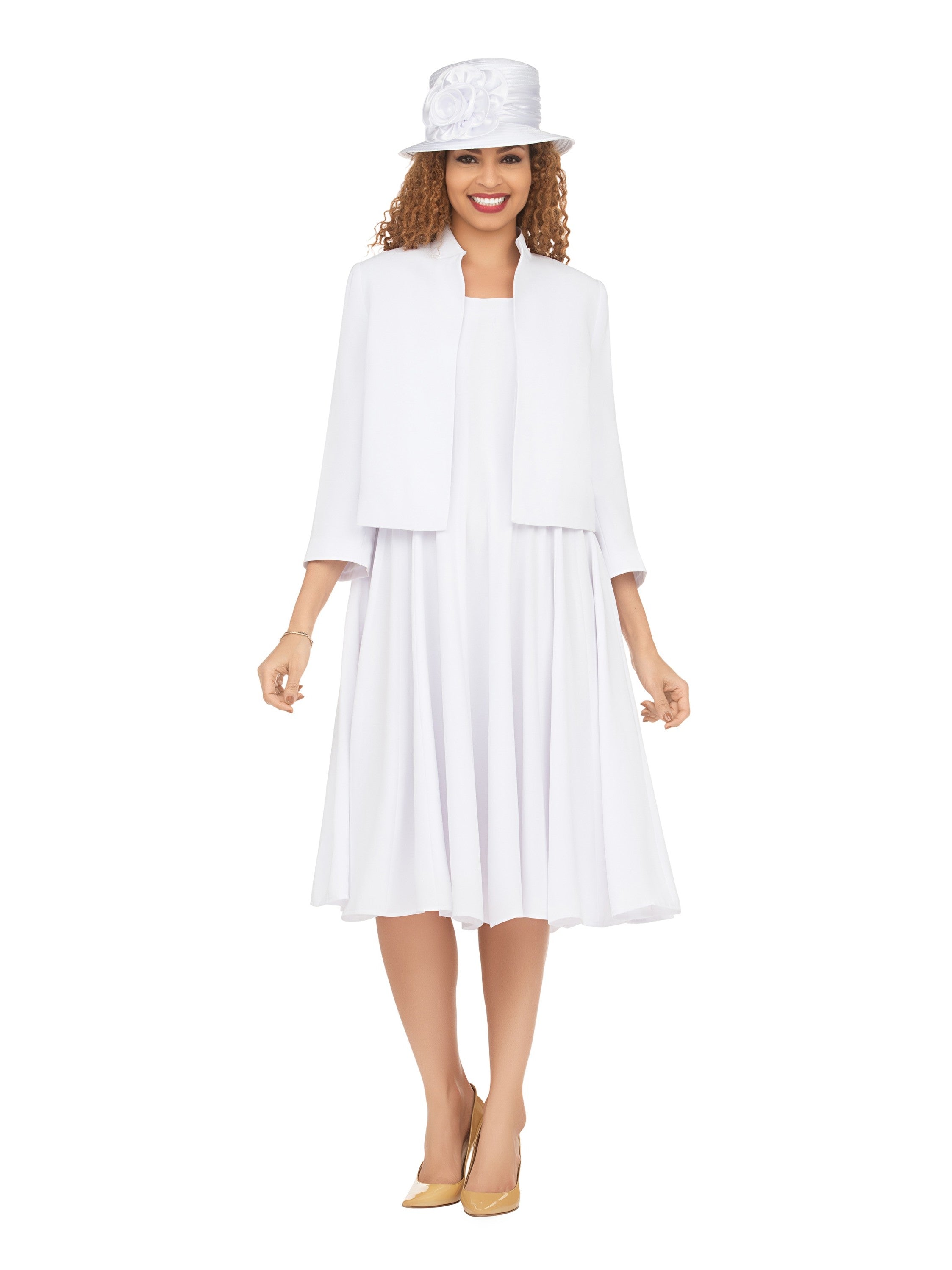2pc Multi-Paneled Flare Dress w/ Jkt-Plus size