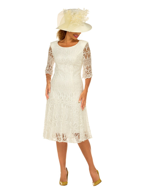 1pc Embroidery Lux Lace Pleated Flare Dress