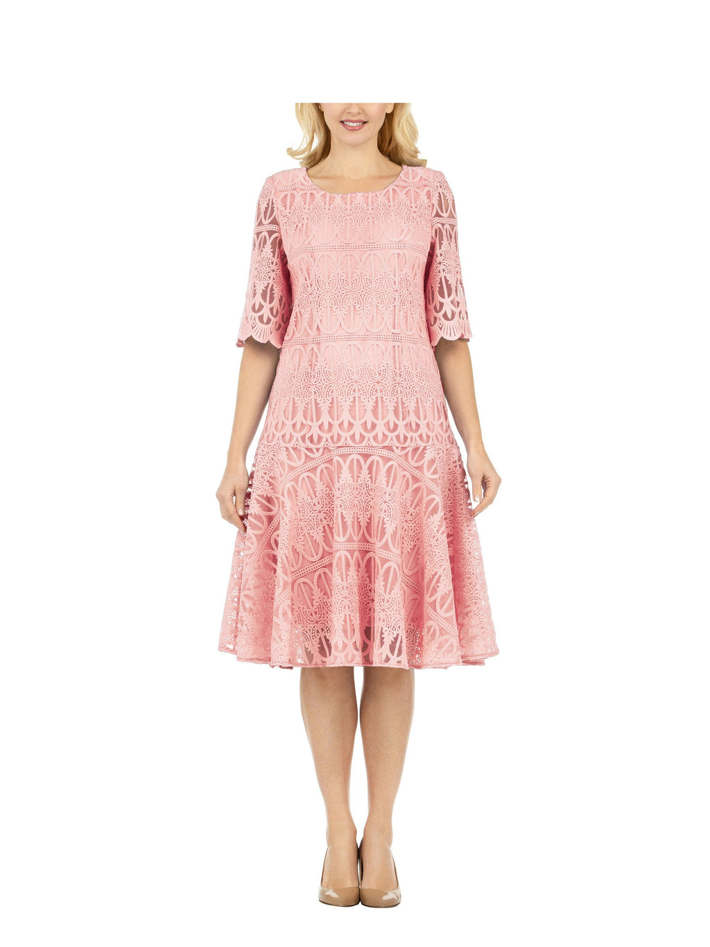 1pc Embroidery Lux Lace Pleated Flare Dress