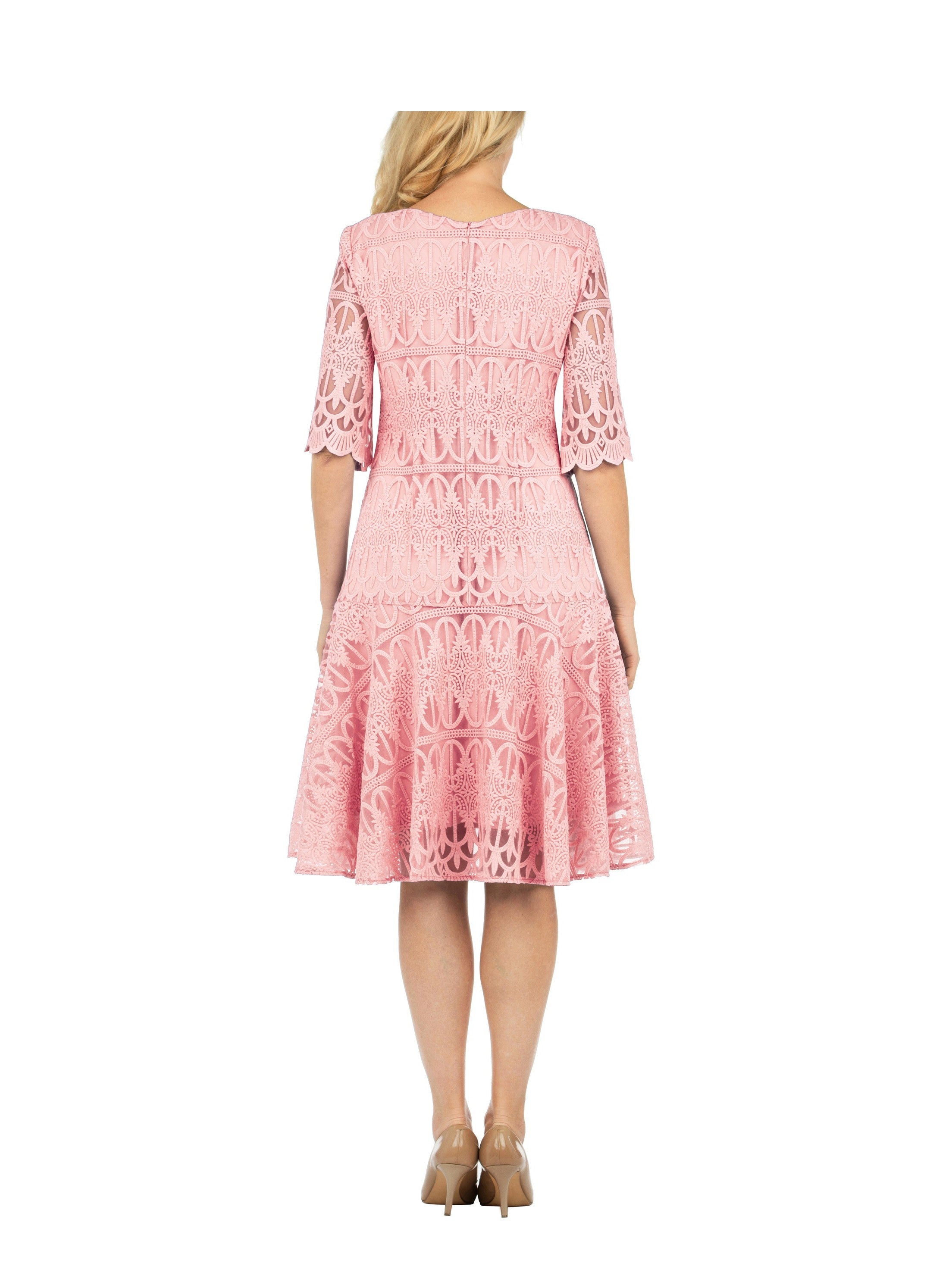 1pc Embroidery Lux Lace Pleated Flare Dress