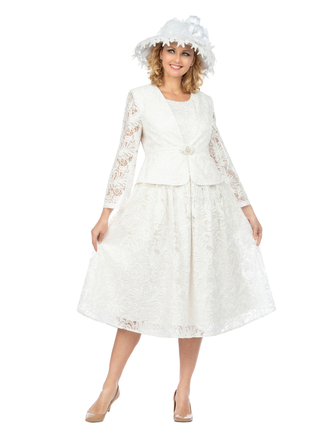2pc Lux Lace A-line Bolero Jkt Drs-Plus