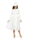 Elegant Bloom Eyelet Lace A-line Belted Dress-Plus