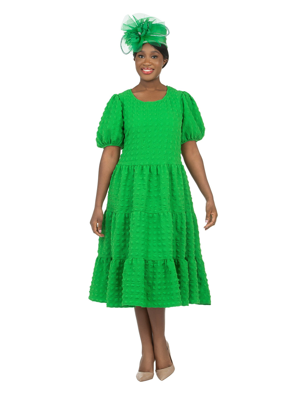 Short Slv Popcorn A-line Dress