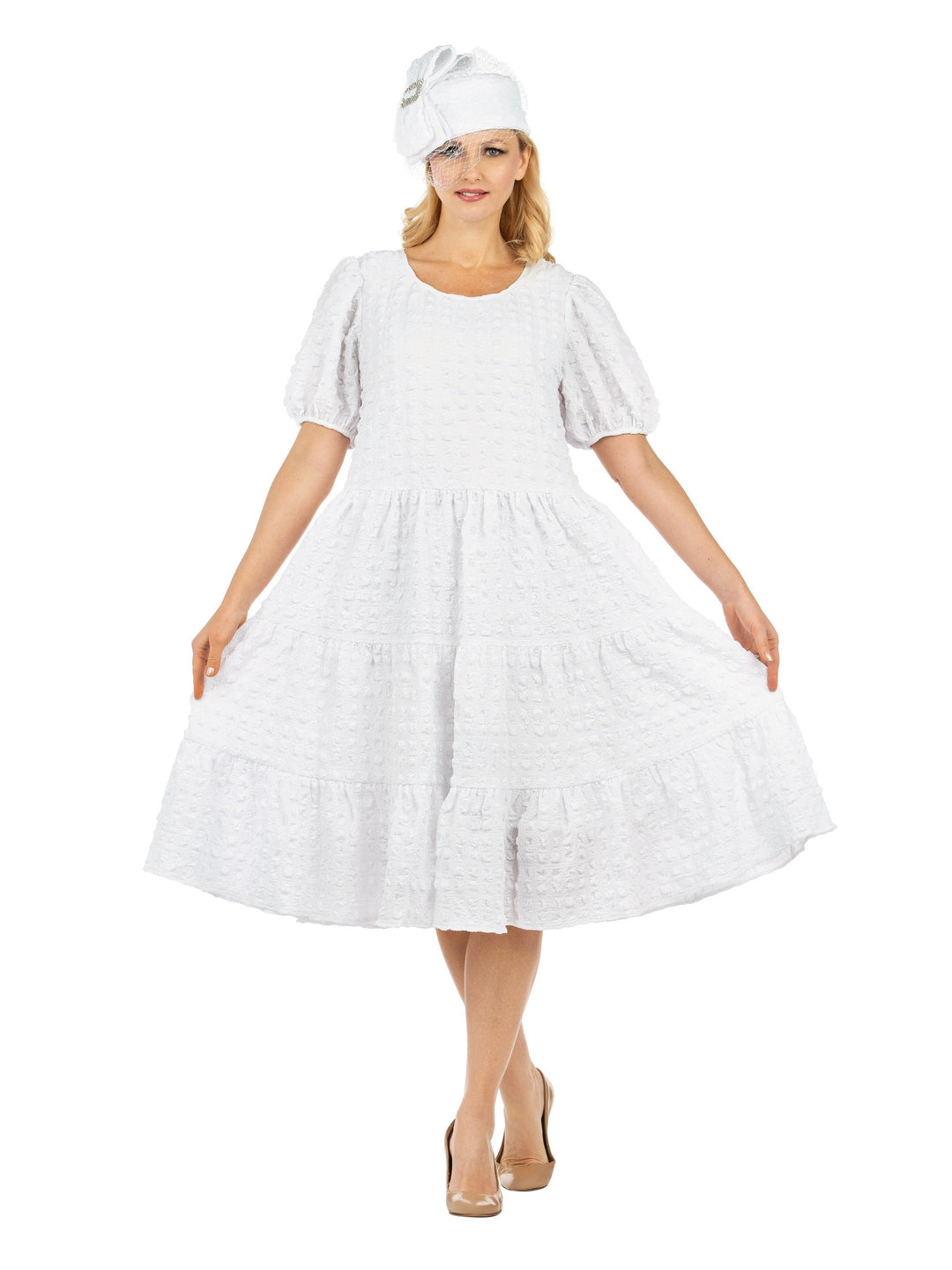 Short Slv Popcorn A-line Dress