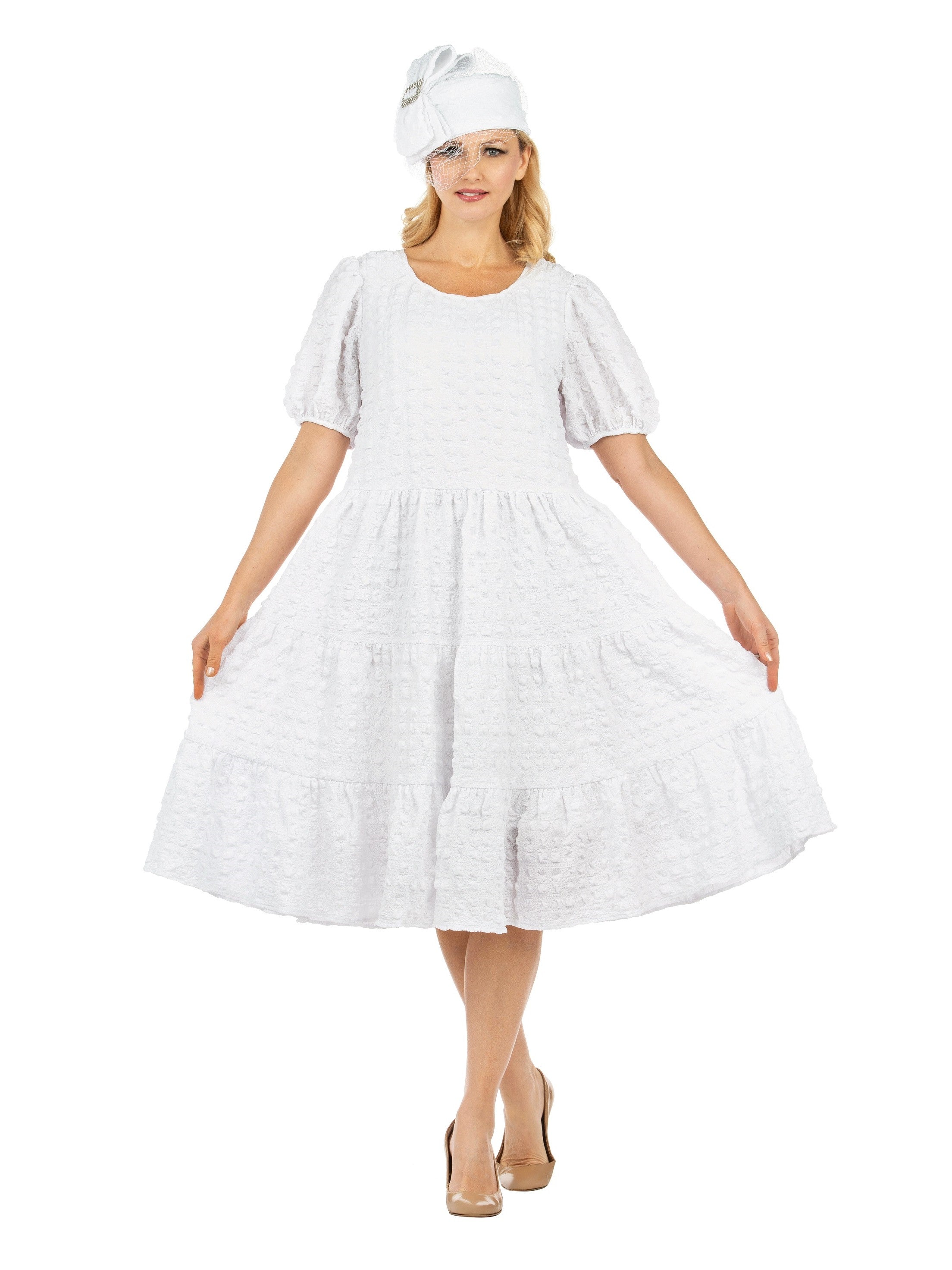 Short Slv Popcorn A-line Dress