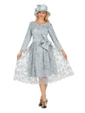 Long Slv Lux Lace A-line Dress w/ Belt - Plus