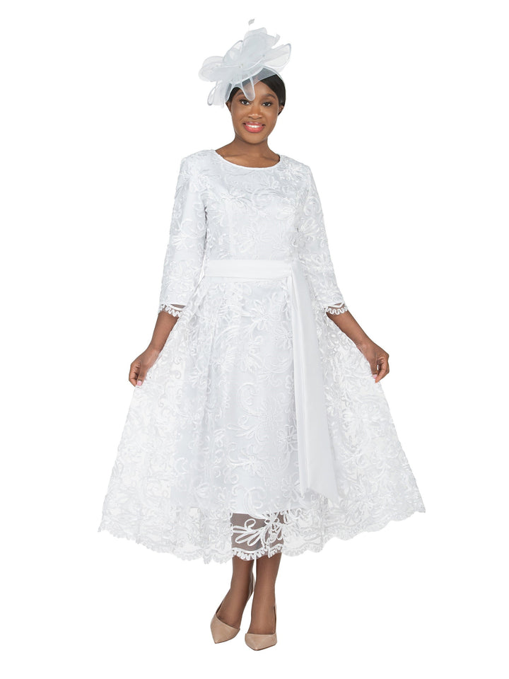 Long Slv Lux Lace A-line Dress w/ Belt