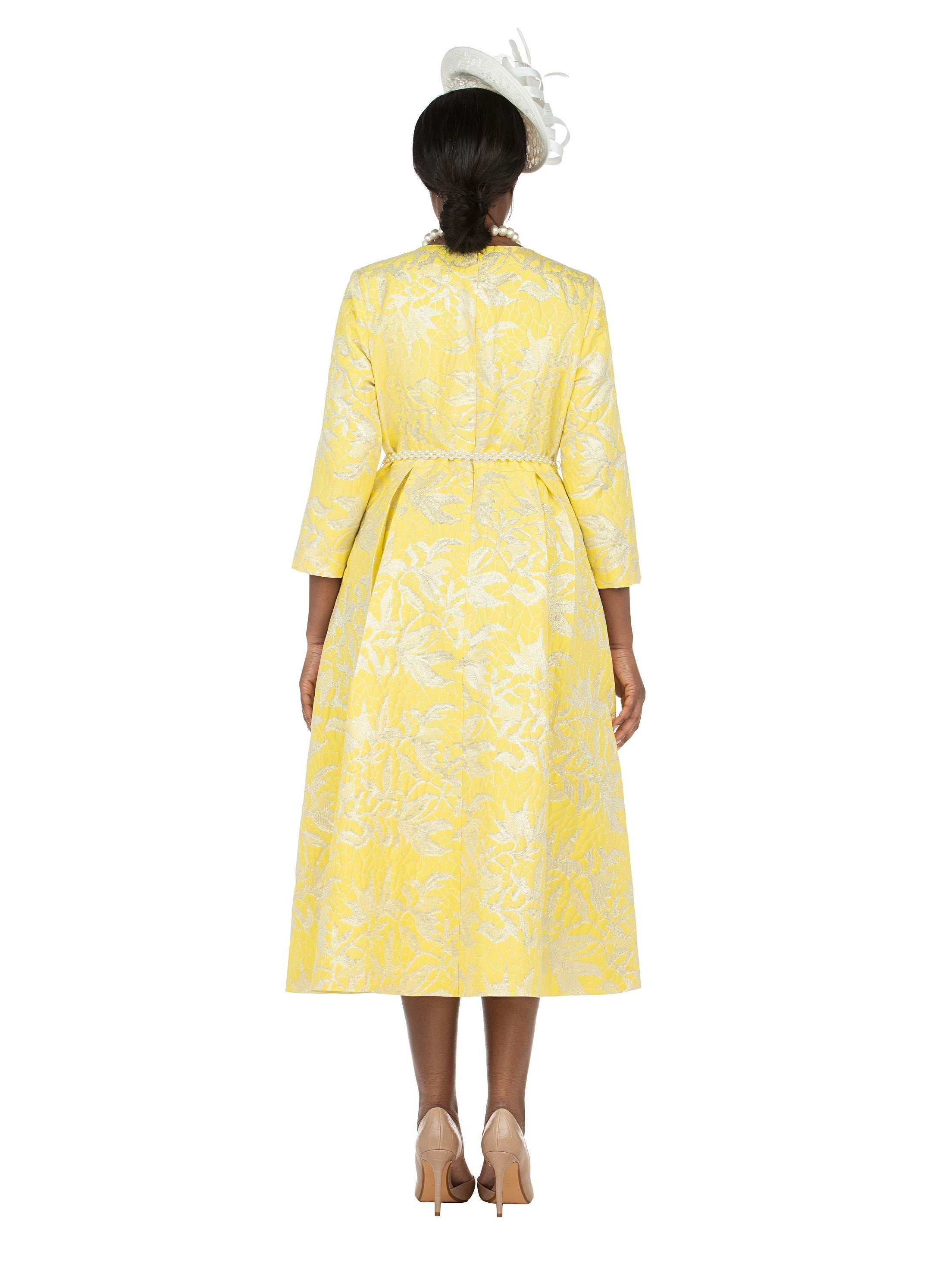 1pc Brocade Long Slv A-line Dress w/ Metallic