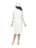2pc Pearl V-neck Sheath Dress w/ Lace Jacket-Plus