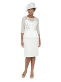 3/4 Slv Shift Drs w/ Peplum Waist and Sequins