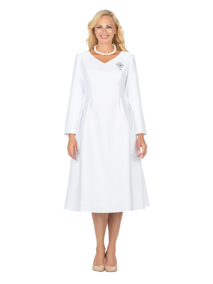 Timeless A-Line Dress with Jewel Brooch-Plus