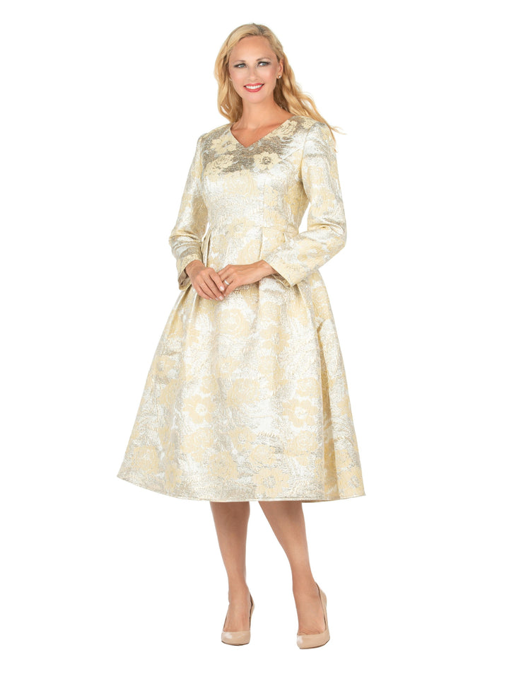 1pc Lux Brocade A-line Dress w/ Cape