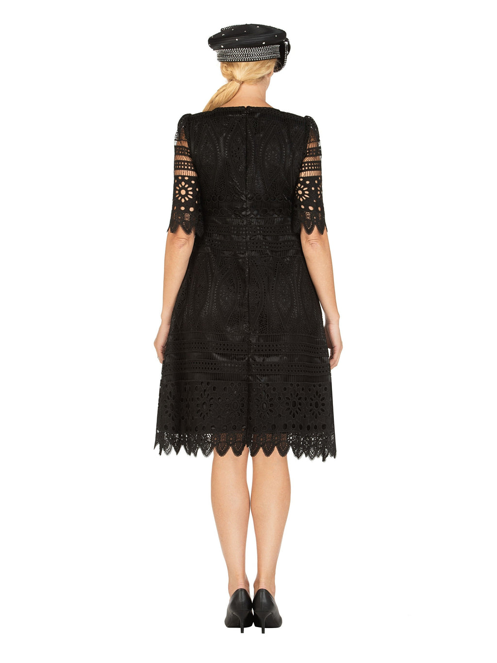 1pc Elbow Length Slv Lux Lace Shift Dress - Plus
