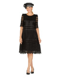 1pc Elbow Length Slv Lux Lace Shift Dress