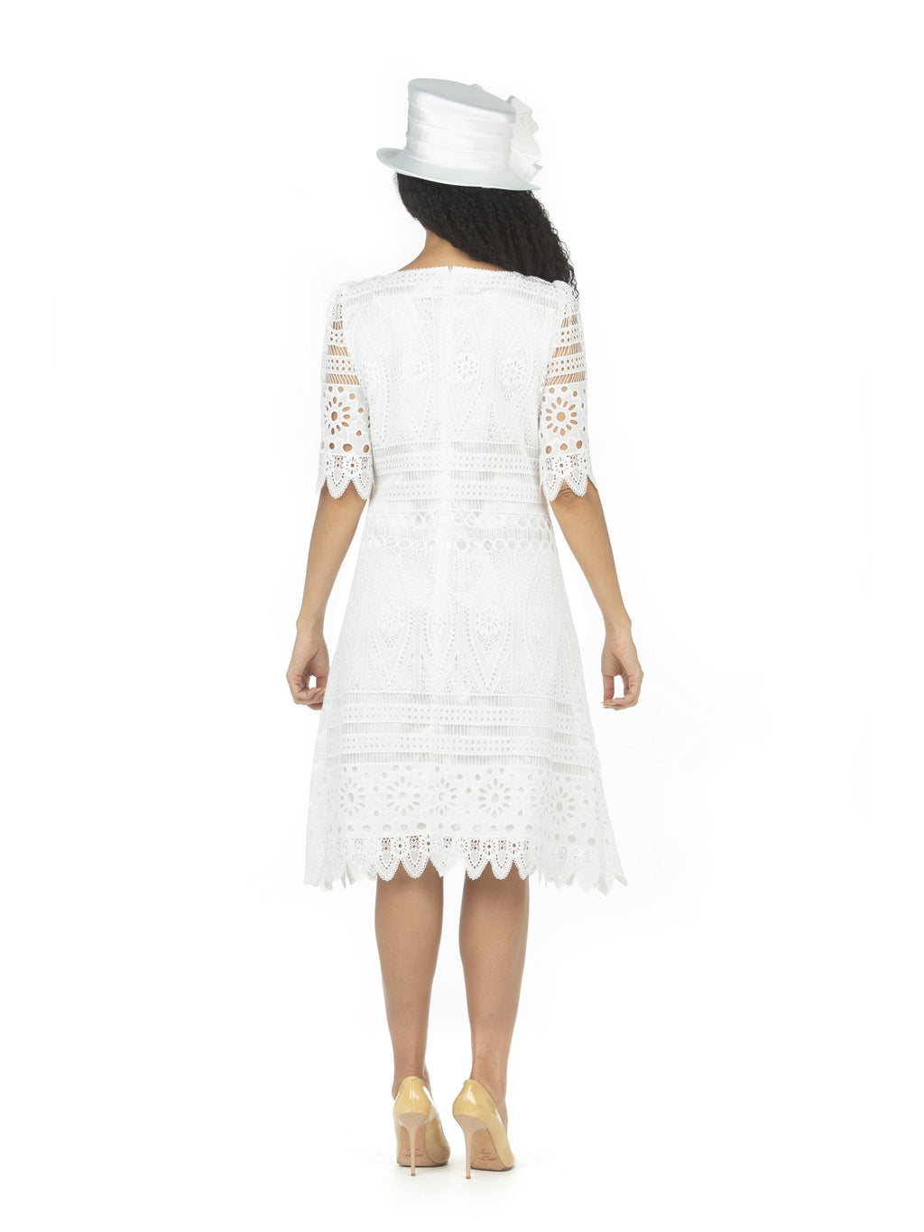 1pc Elbow Length Slv Lux Lace Shift Dress