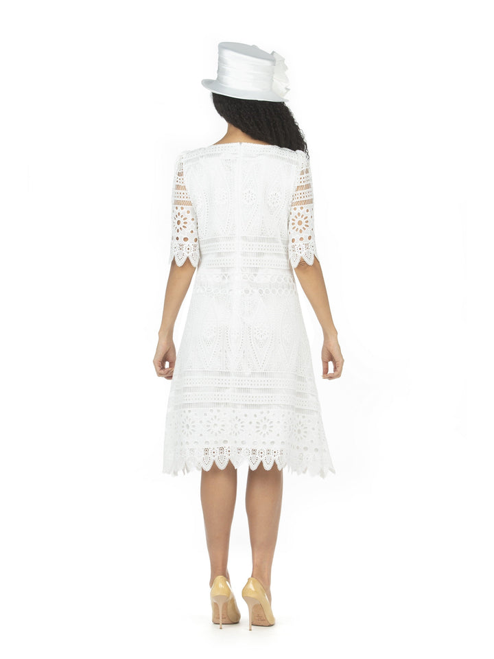 1pc Elbow Length Slv Lux Lace Shift Dress