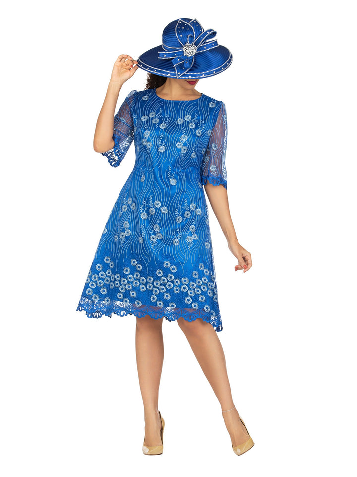 1pc Short Slv Lux Lace A-line Dress - Plus