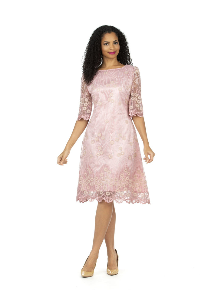 1pc Short Slv Lux Lace A-line Dress - Plus
