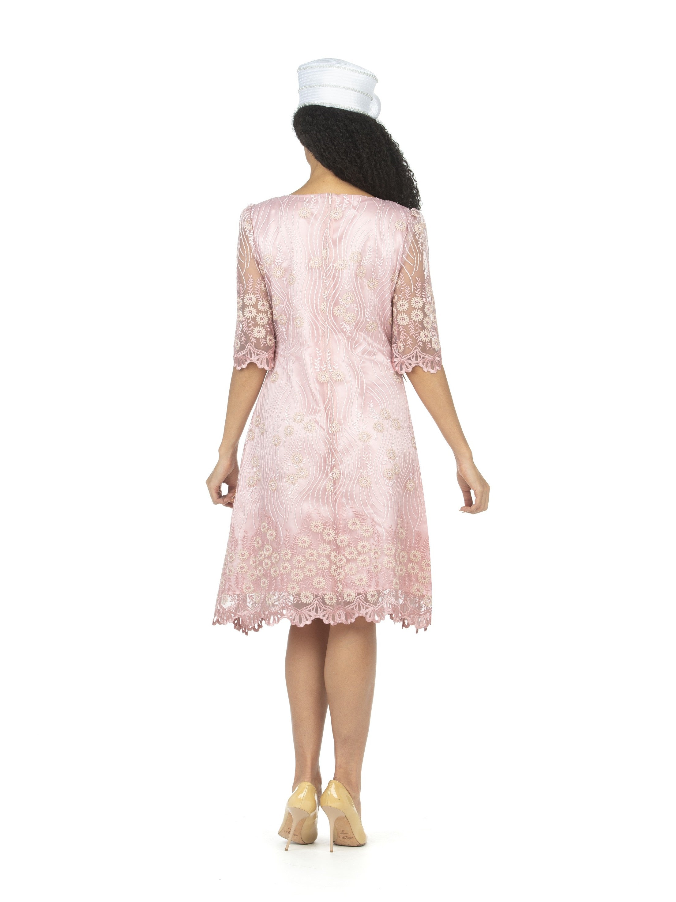 1pc Short Slv Lux Lace A-line Dress - Plus