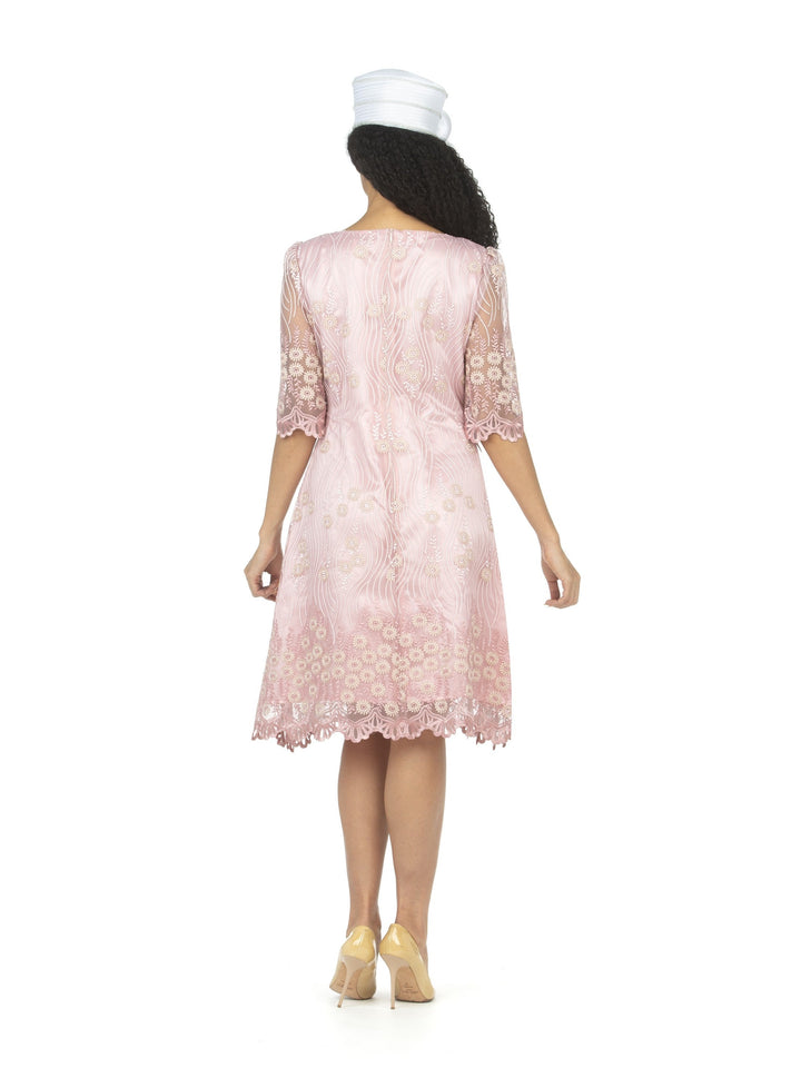 1pc Short Slv Lux Lace A-line Dress - Plus