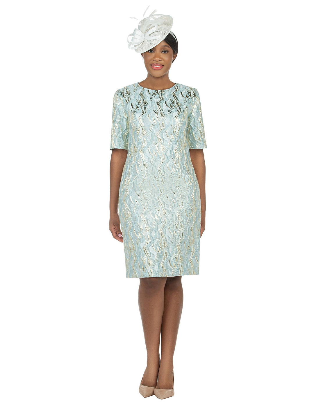 Short Slv Brocade Sheath Dress