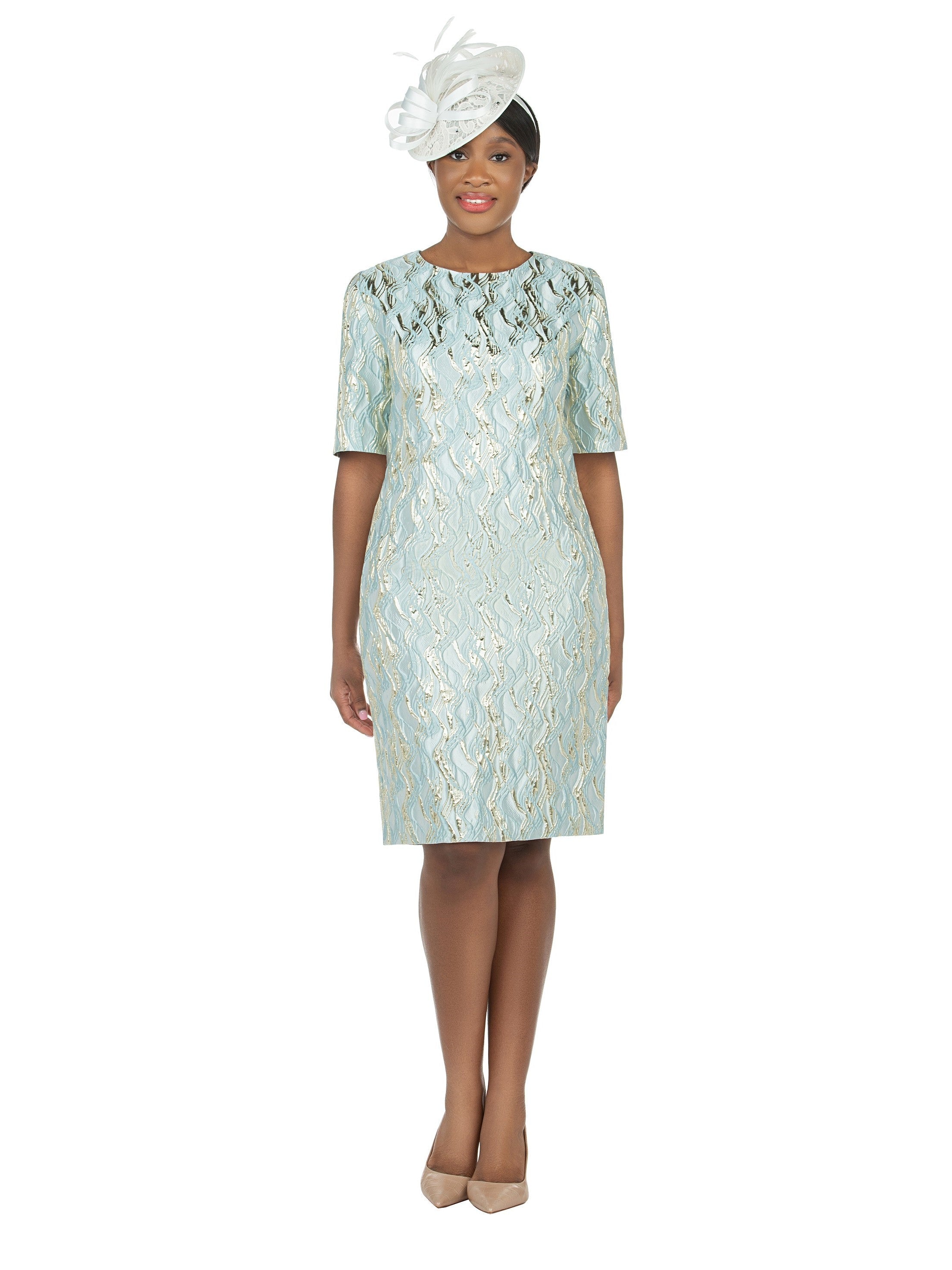 Short Slv Brocade Sheath Dress