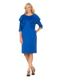 1pc 3/4 Slv Ruffled Shift Dress w/ Stones - Plus