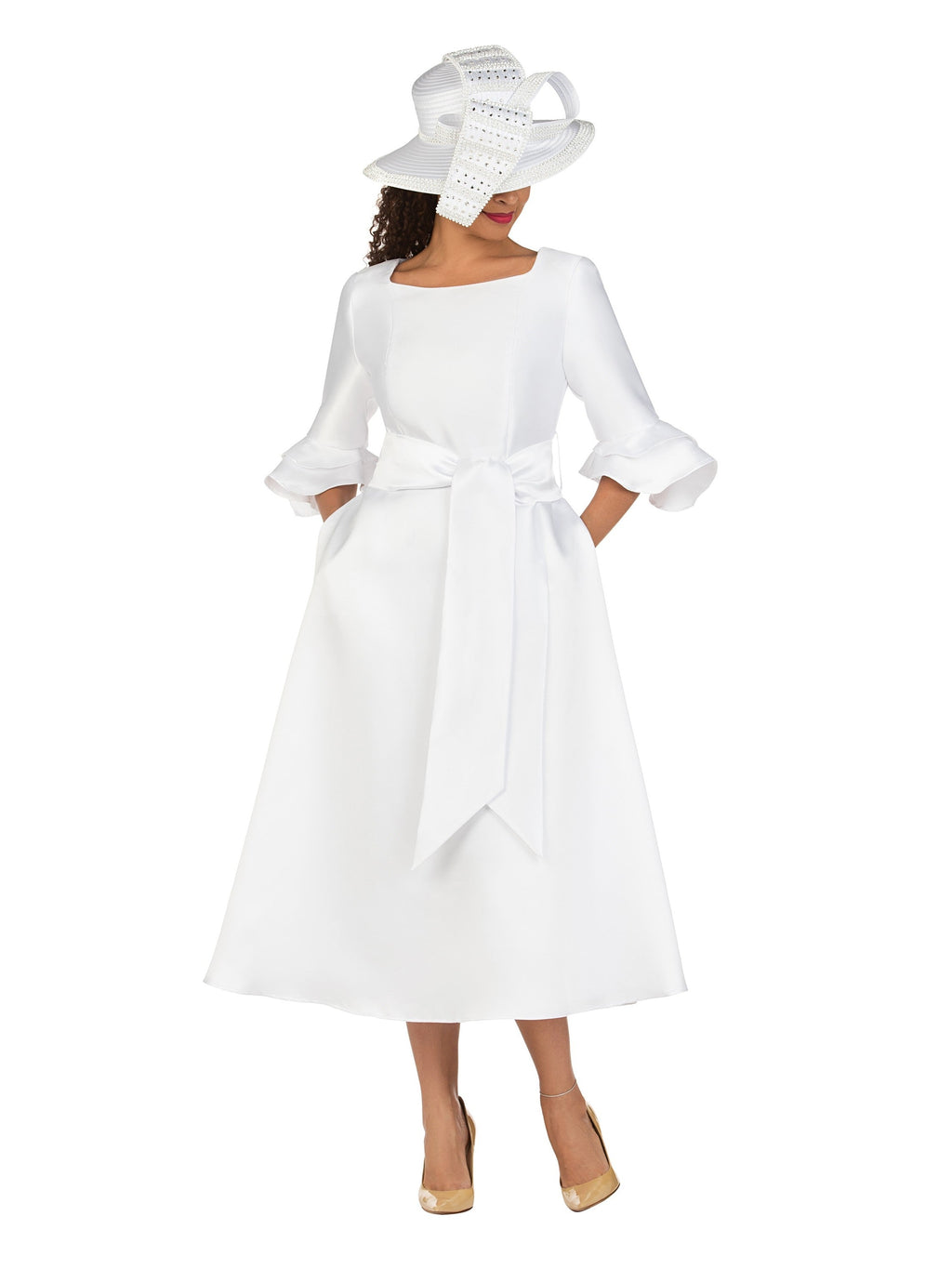 1pc Silky Twill Fit&Flare Drs w/ Belt