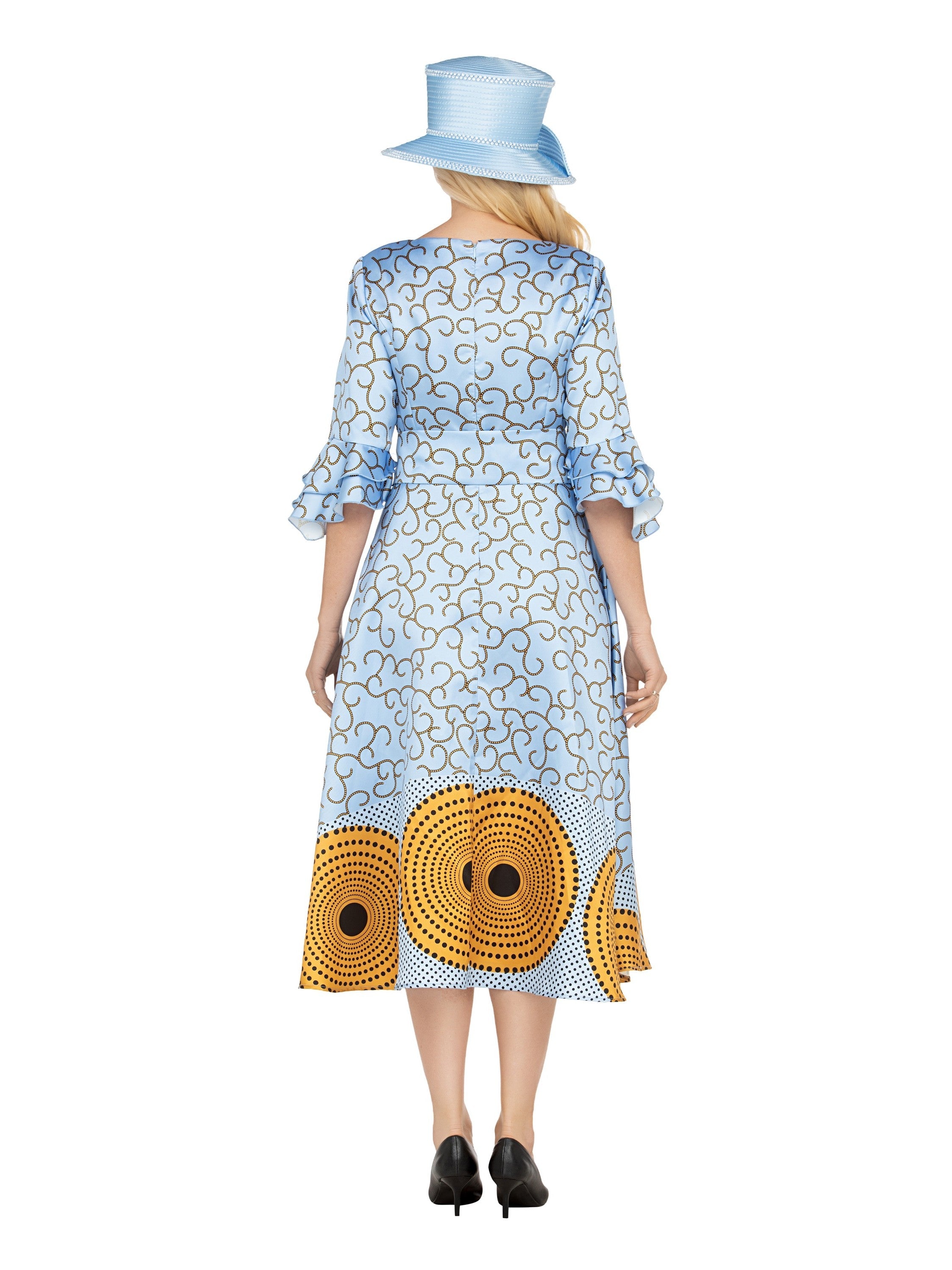 Silky Twill Fit&Flare Drs w/ Belt in Print-Plus