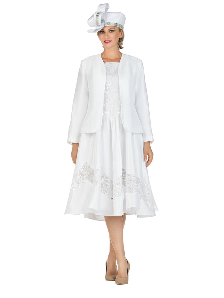 2pc Shantung+Lace A-line Dress w/ Jkt-Plus