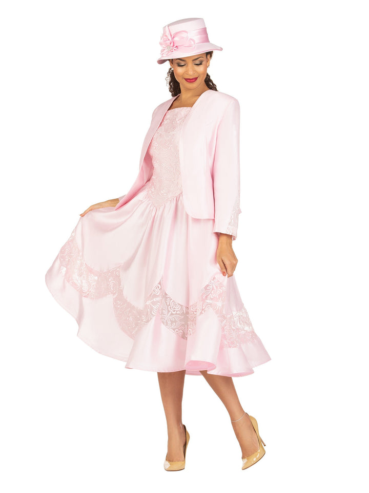 2pc Shantung+Lace A-line Dress w/ Jkt