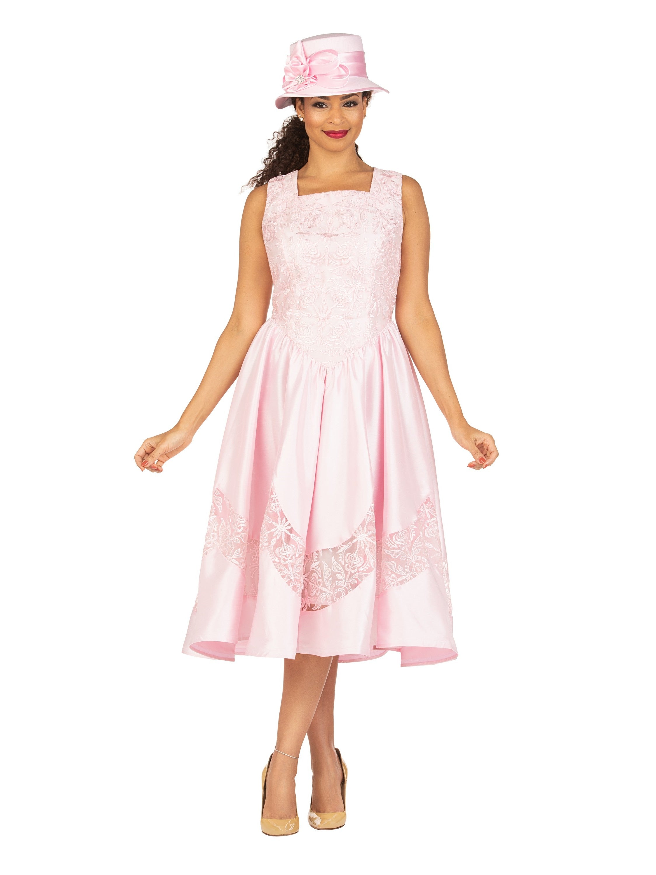 2pc Shantung+Lace A-line Dress w/ Jkt