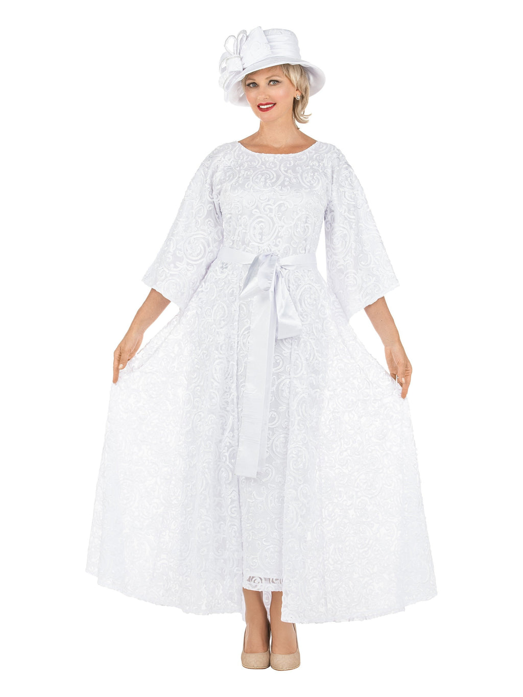 2pc Lux Lace Dress w/ Belted Lace Cape