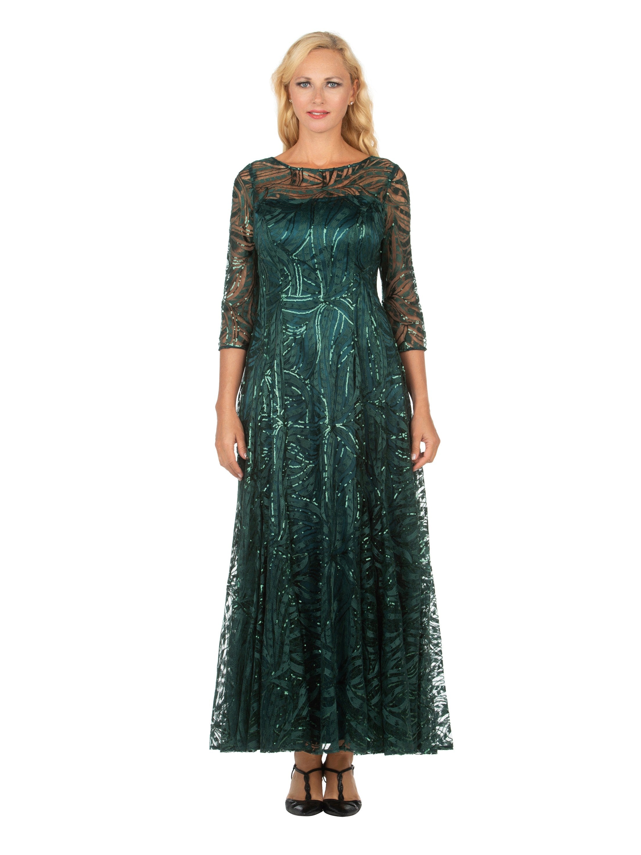 Evening Dress w/ See-thru Sleeves