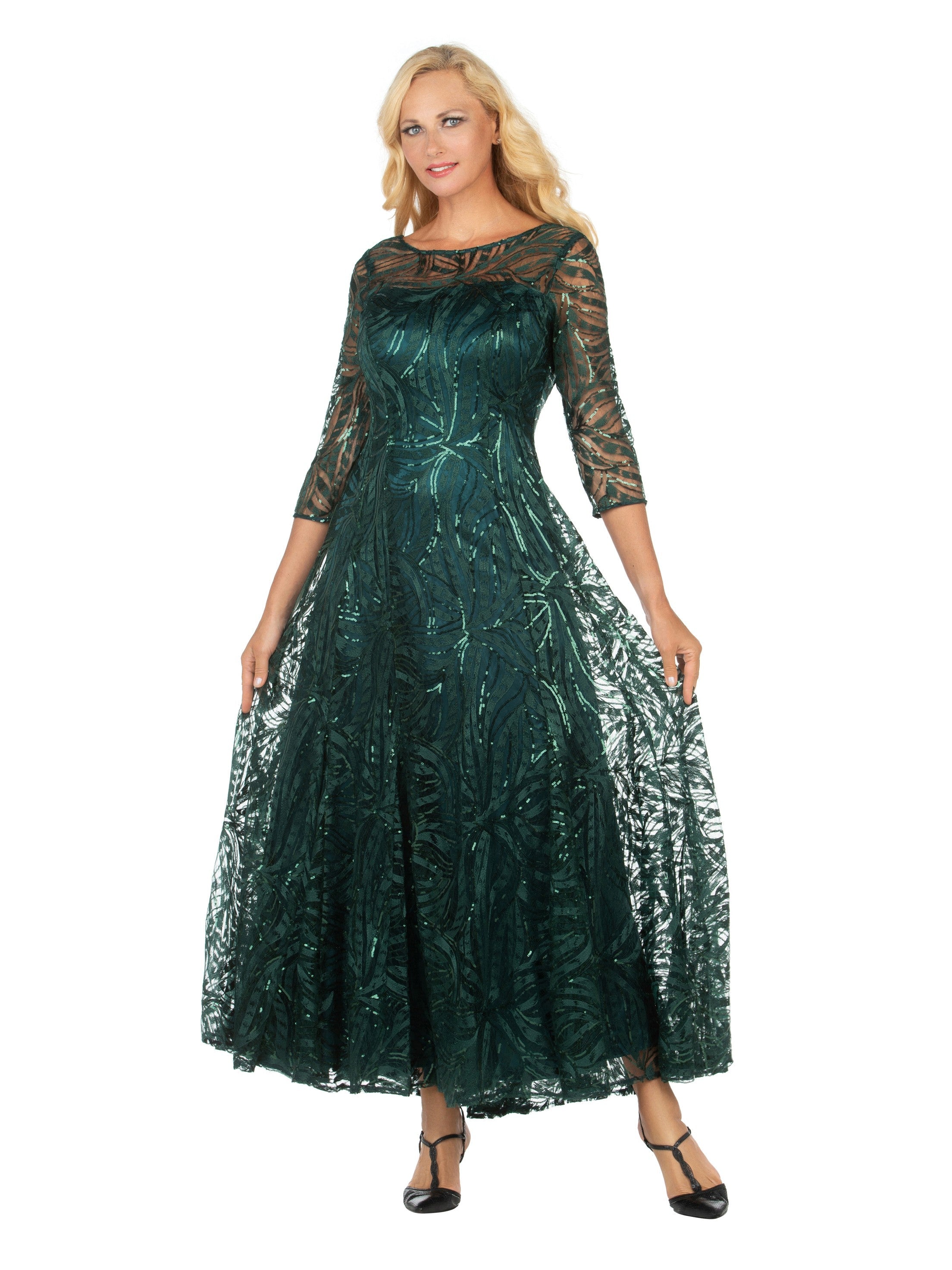 Evening Dress w/ See-thru Sleeves