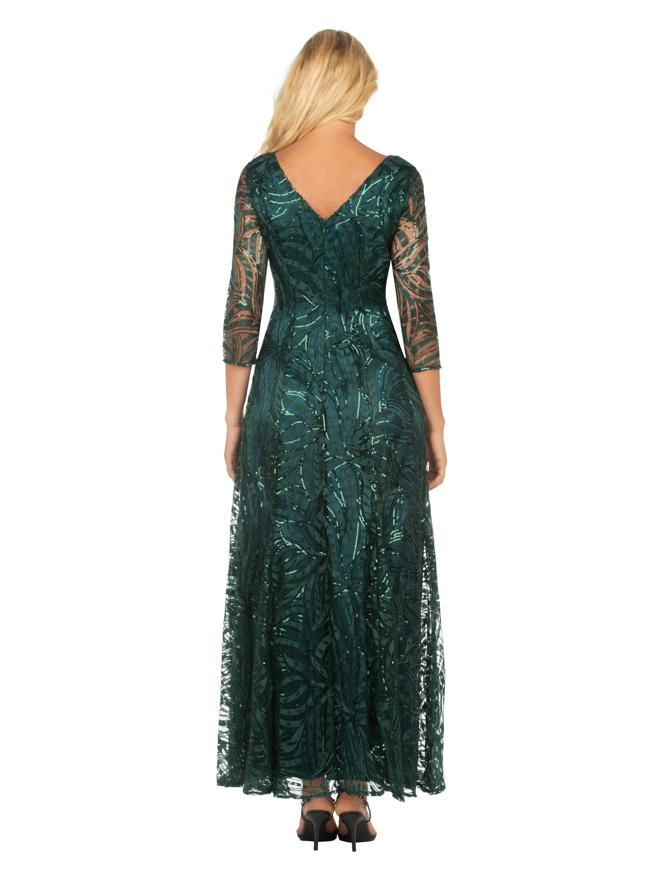 Evening Dress w/ See-thru Sleeves