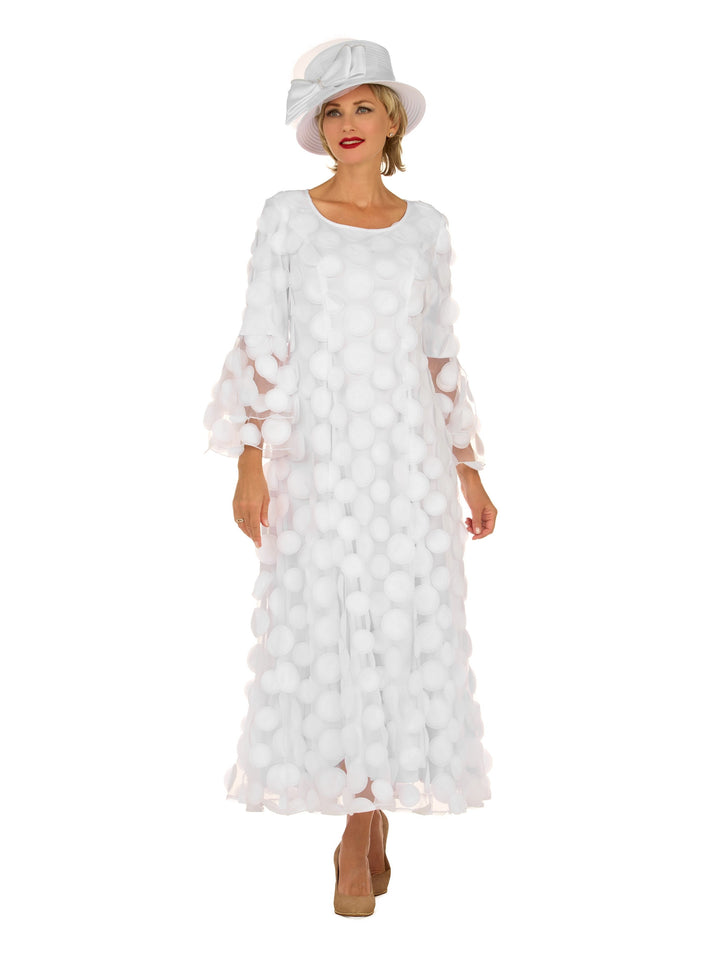 Elegant 3D Dot Mesh Bell Sleeve Maxi Dress