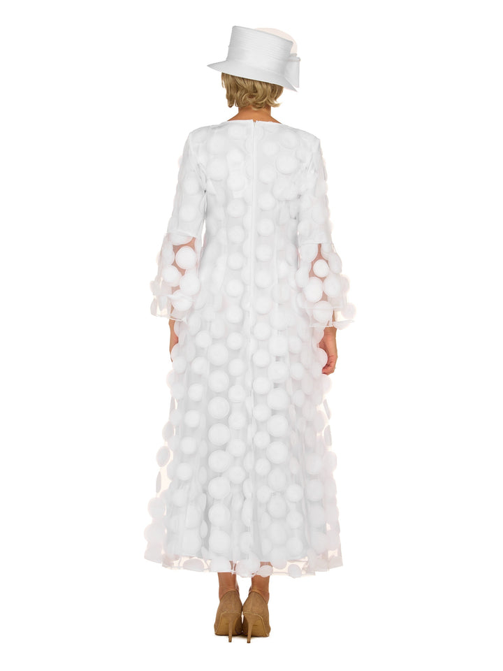 Elegant 3D Dot Mesh Bell Sleeve Maxi Dress