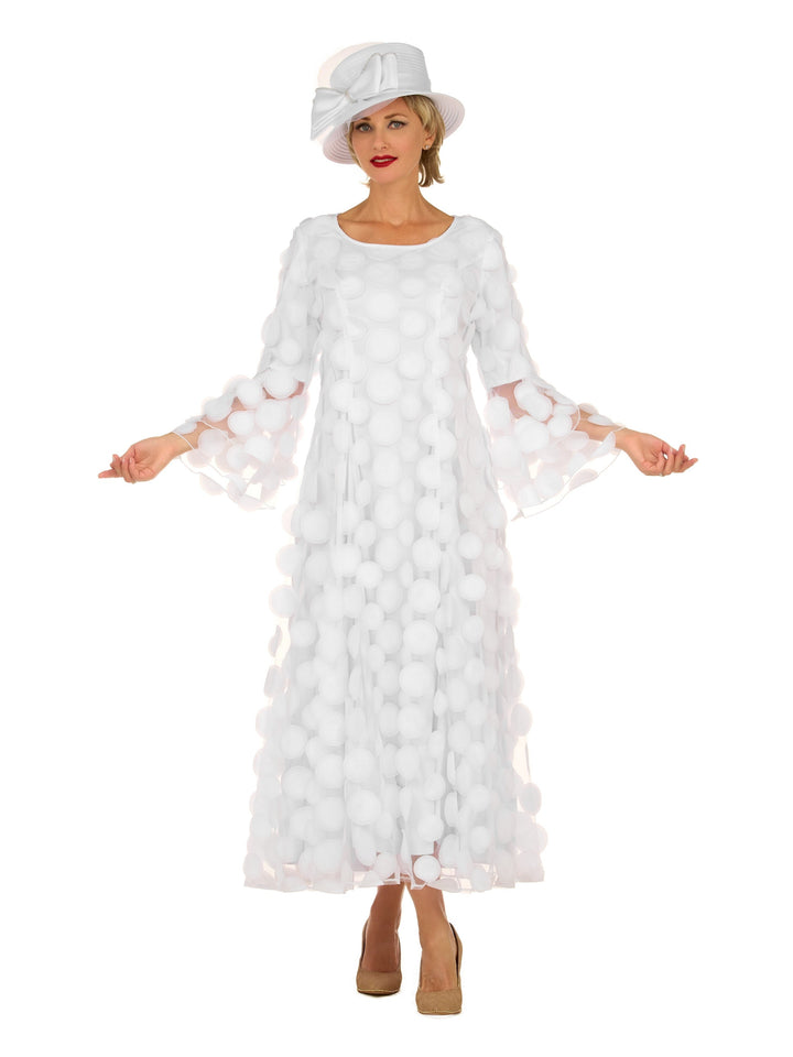 Elegant 3D Dot Mesh Bell Sleeve Maxi Dress