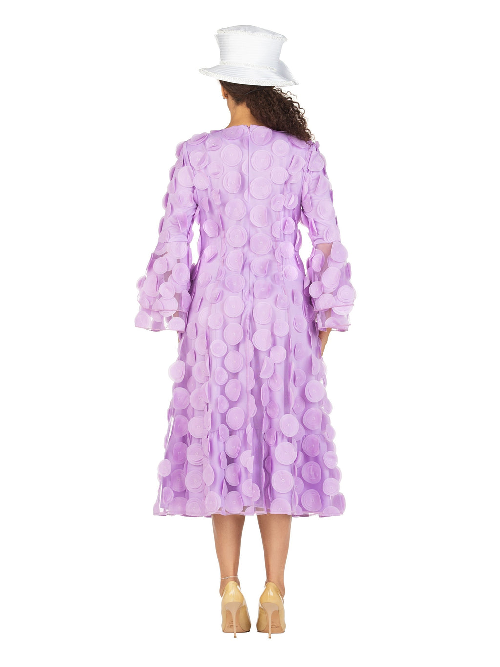 Bell Slv A-line Drs w/ Circular Petals Decor-Plus