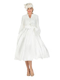 Balloon Slv Lace&Silky Twill A-line Drs w/ Belt