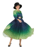 Ombre Print Flowy Pleats Drs w/ Belt