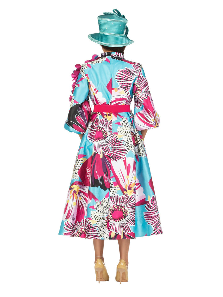 Balloon Slv Floral Print Drs w/ Belt